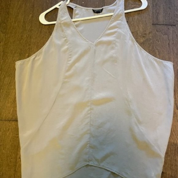 SILK TOPSHOP SLEEVELESS SHIRT HIGH/LOW SLEEVELESS SIZE US 2 - Picture 2 of 5